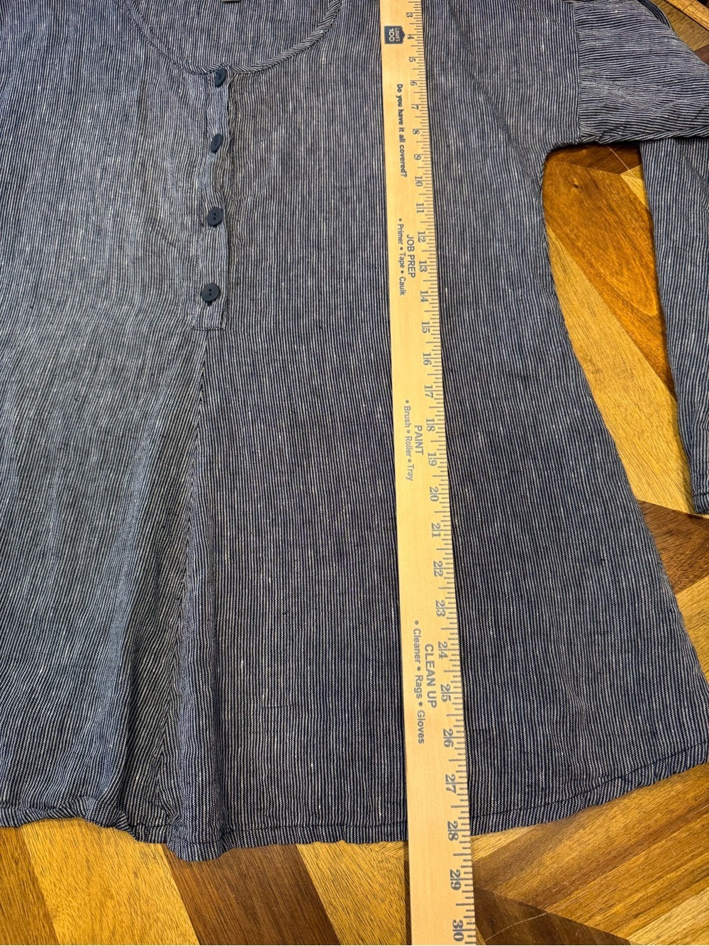 FLAX Long-Sleeve Navy Popover Button Shirt small - Picture 7 of 8
